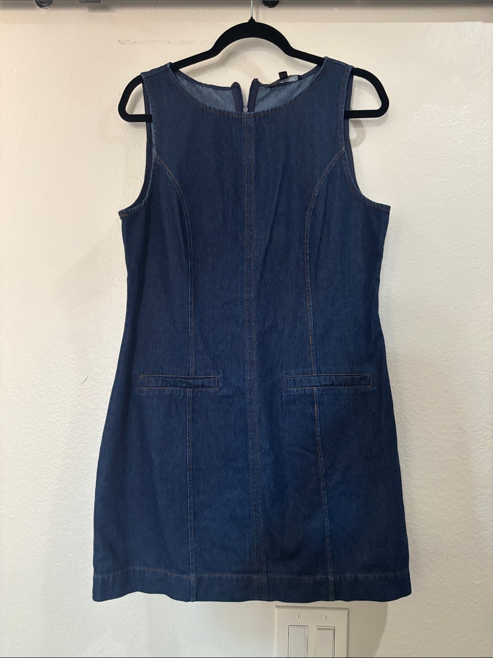 Lulus Cataleya Dark Wash Denim Boat Neck Mini Dress Blue - Size L